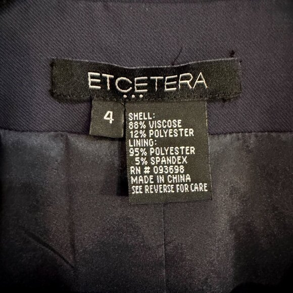 Etcetera Peplum Jacket Navy Blue Round Neck with Button Closure Women's Size 4 - Picture 7 of 7